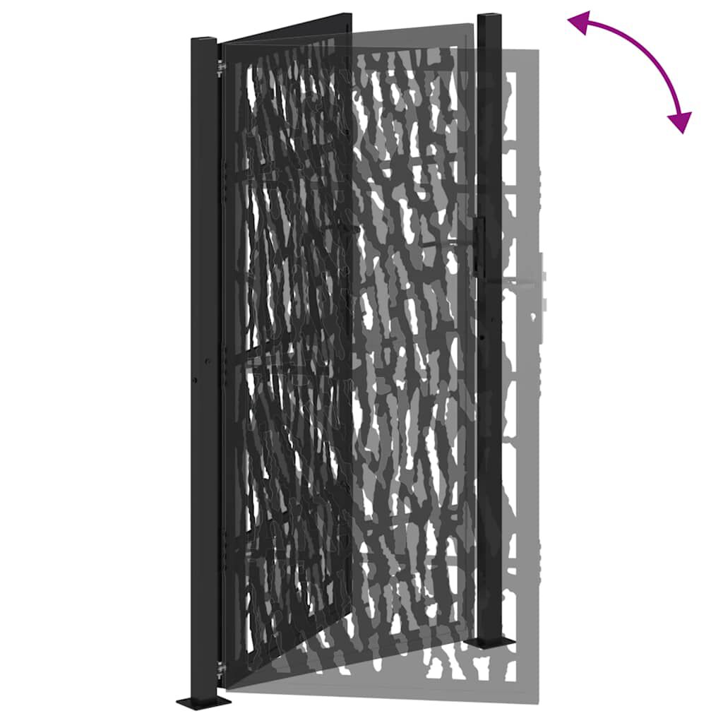 vidaXL Πύλη κήπου Μαύρη 105x180 cm Ατσάλινο σχέδιο ίχνους