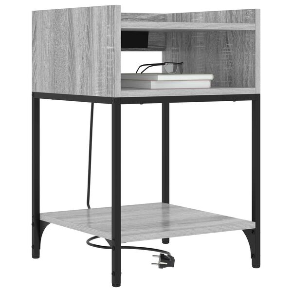 vidaXL Κουτιά Κρεβατοκάμαρας με ράφι 2 pcs Γκρι sonoma 40 x 40 x 61 εκ