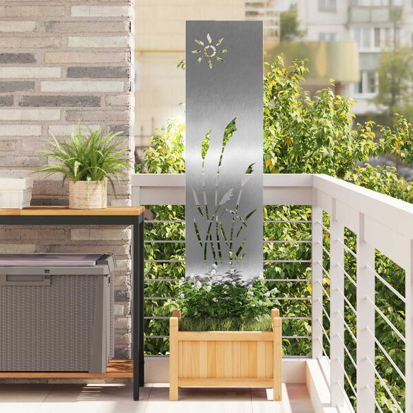 vidaXL Διακοσμητική Πλάκα Κήπου Ασημί 32 x 140 εκ Ανοξείδωτο ατσάλι