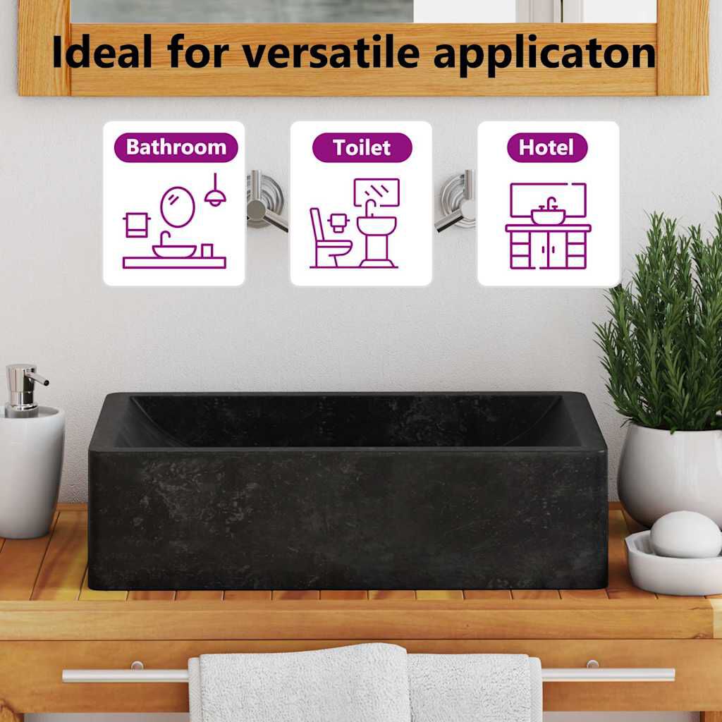 vidaXL Νιπτήρας Γυαλιστερό Μαύρο 45 x 30 x 12 εκ. Μαρμάρινος