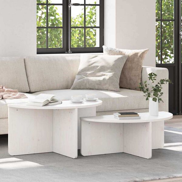 vidaXL Τραπεζάκι σαλονιού 2 pcs Λευκό 79 x 39.5 x 40 εκ