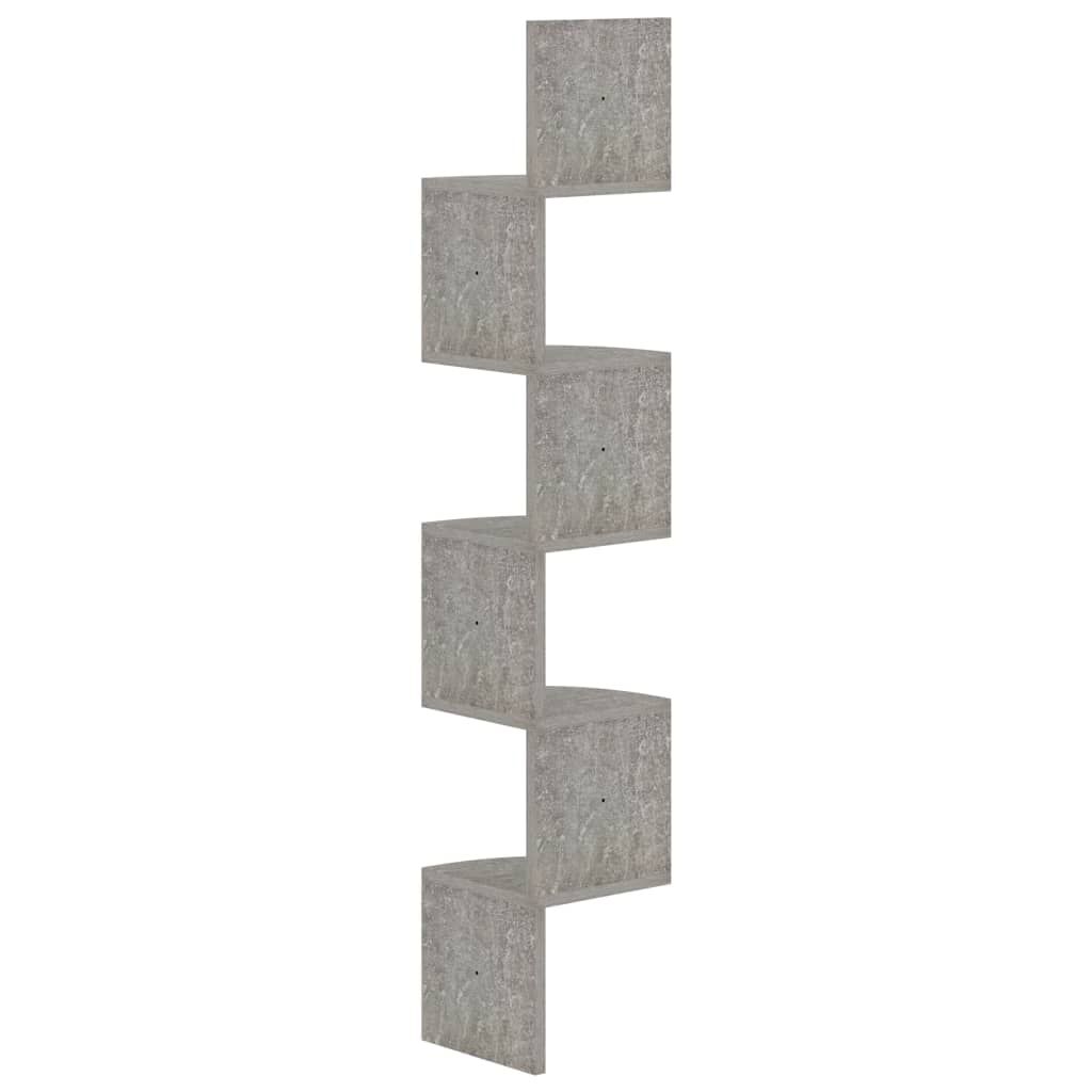 vidaXL Γωνιακή Ραφιέρα Τοίχου Γκρι Σκυρ. 19x19x123 εκ. από Επεξ. Ξύλο
