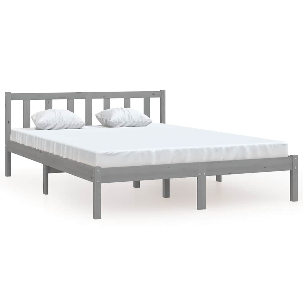 vidaXL Πλαίσιο Κρεβατιού Γκρι 160 x 200 εκ. από Μασίφ Ξύλο Πεύκου