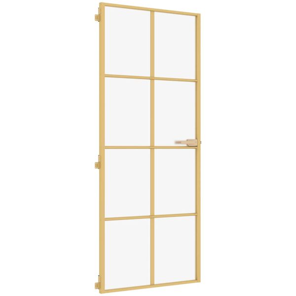 vidaXL Εσωτερική Πόρτα Χρυσή 83 x 201,5 εκ. Ψημένο Γυαλί & Αλουμίνιο