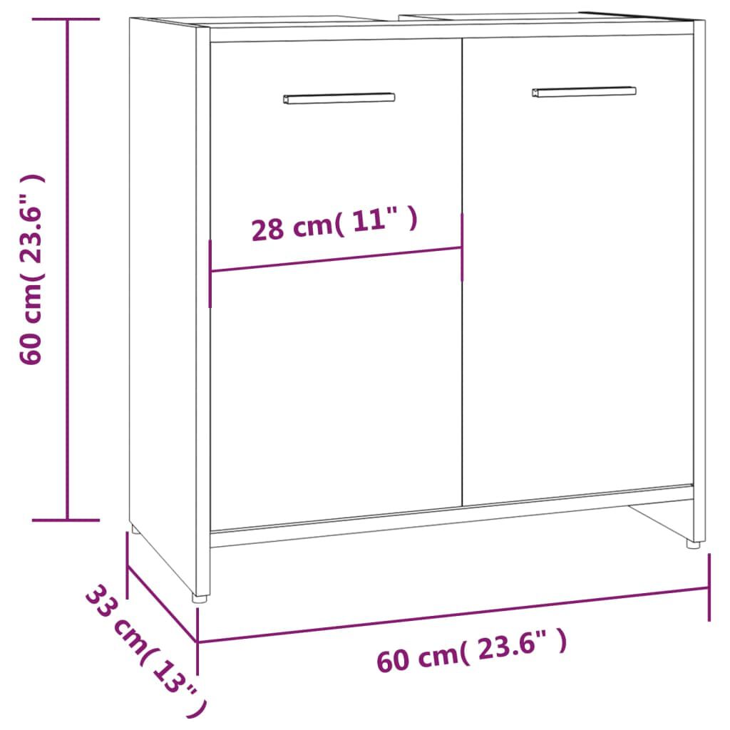 vidaXL Ντουλάπι Μπάνιου Γκρι Sonoma 60x33x60 εκ. Επεξεργασμένο Ξύλο