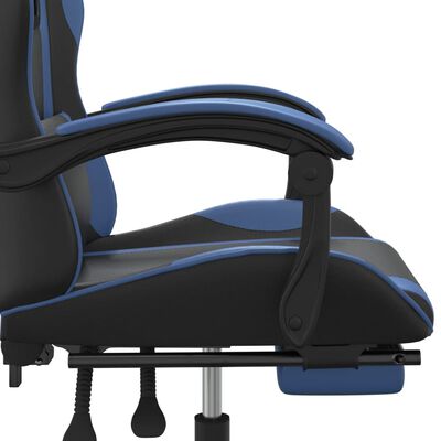 vidaXL Καρέκλα Gaming Μασάζ Υποπόδιο Μαύρο/μπλε από Συνθετικό Δέρμα