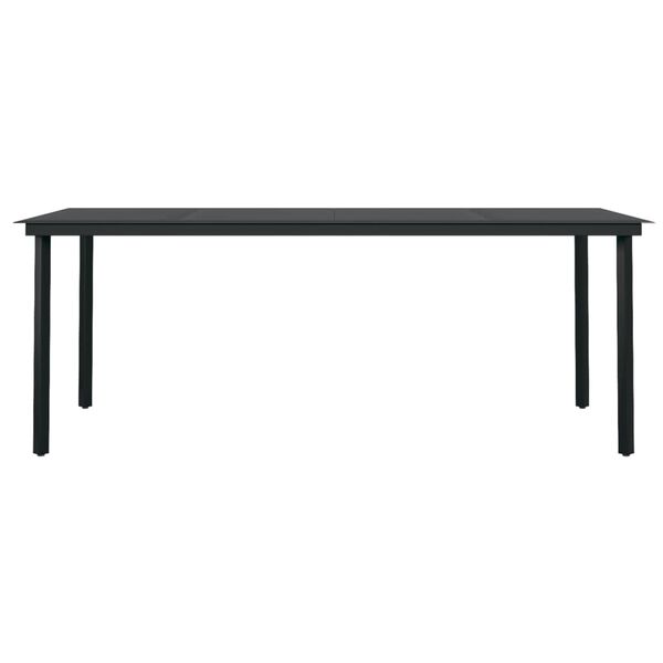 vidaXL Τραπεζαρία Κήπου Μαύρη 200 x 100 x 74 εκ. από Ατσάλι και Γυαλί