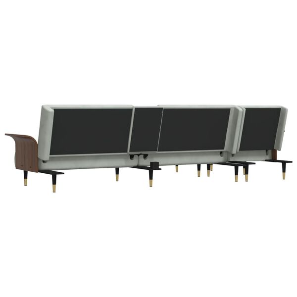 vidaXL Καναπές Κρεβάτι Γωνιακός Αν. Γκρι 279 x 140 x 70 εκ. Βελούδινος