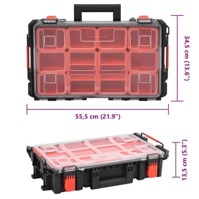 vidaXL Θήκη Πτήσης Φορητή Μαύρη 55,5x34,5x13,5 εκ. από Πολυπροπυλένιο