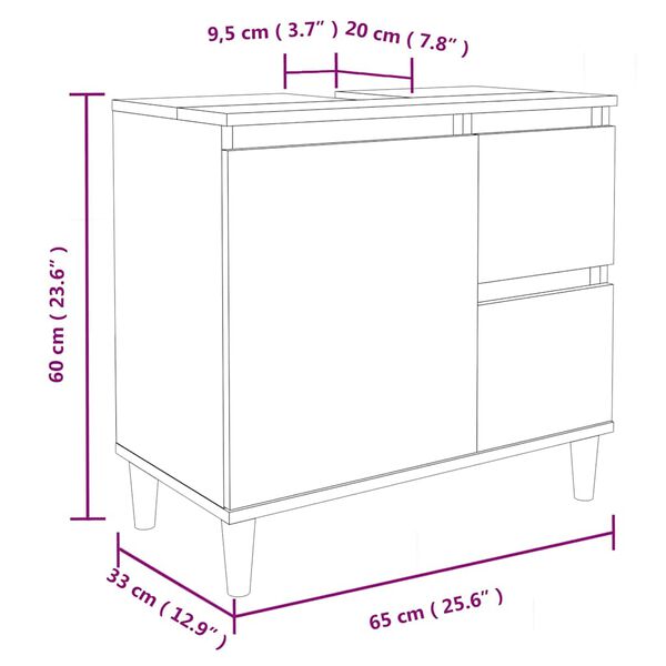 vidaXL Ντουλάπι Μπάνιου Λευκό 65 x 33 x 60 εκ. από Επεξεργασμένο Ξύλο