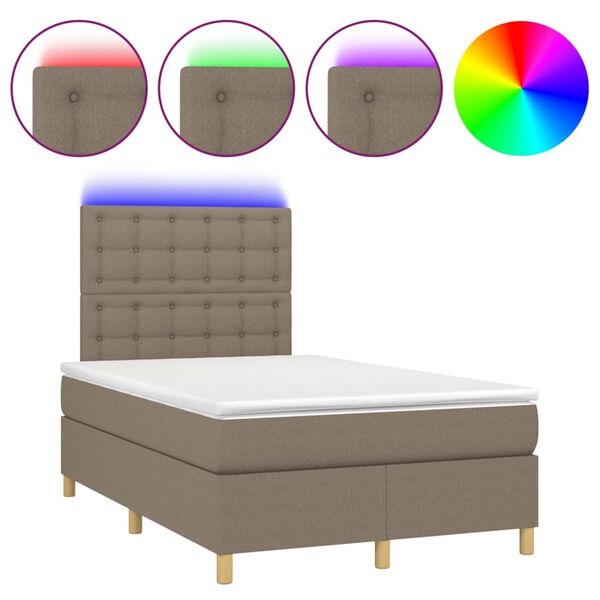 vidaXL &Kappa;&rho;&epsilon;&beta;ά&tau;&iota; Boxspring &mu;&epsilon; &Sigma;&tau;&rho;ώ&mu;&alpha; & LED Taupe 120x200 &epsilon;&kappa;. &Upsilon;&phi;&alpha;&sigma;&mu;ά&tau;&iota;&nu;&omicron;