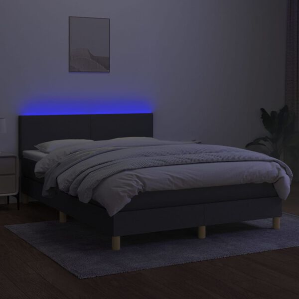 vidaXL &Kappa;&rho;&epsilon;&beta;ά&tau;&iota; Boxspring &mu;&epsilon; &Sigma;&tau;&rho;ώ&mu;&alpha; & LED &Sigma;&kappa;.&Gamma;&kappa;&rho;&iota; 140x190 &epsilon;&kappa; &Upsilon;&phi;&alpha;&sigma;&mu;ά&tau;&iota;&nu;&omicron;
