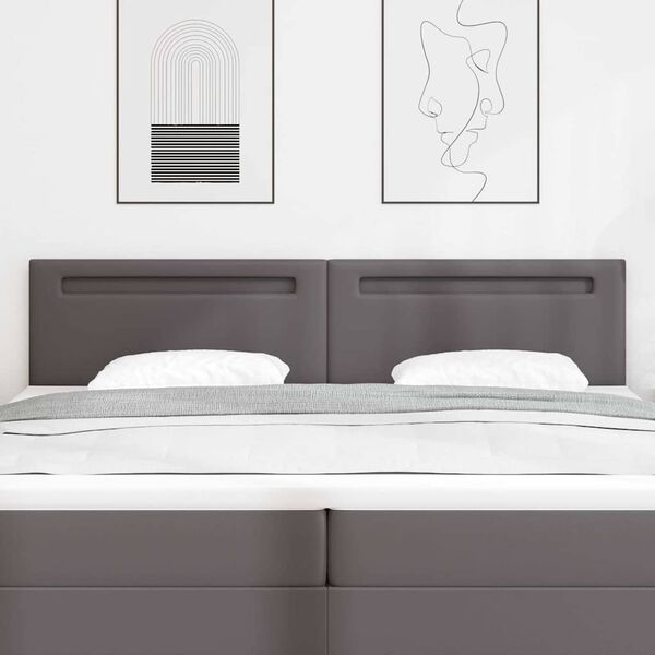 vidaXL LED κεφαλάρι Γκρι 200 cm Τεχνητό Δέρμα