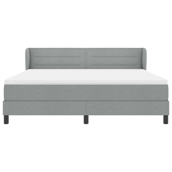 κρεβάτι Box Spring με στρώμα vidaXL ανοιχτό γκρι 180x200 εκ. ύφασμα