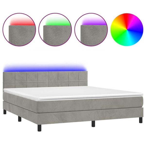 vidaXL &Kappa;&rho;&epsilon;&beta;ά&tau;&iota; Boxspring &mu;&epsilon; &Sigma;&tau;&rho;ώ&mu;&alpha; & LED &Alpha;&nu;.&Gamma;&kappa;&rho;&iota; 180x200 &epsilon;&kappa;. &Beta;&epsilon;&lambda;&omicron;ύ&delta;&iota;&nu;&omicron;