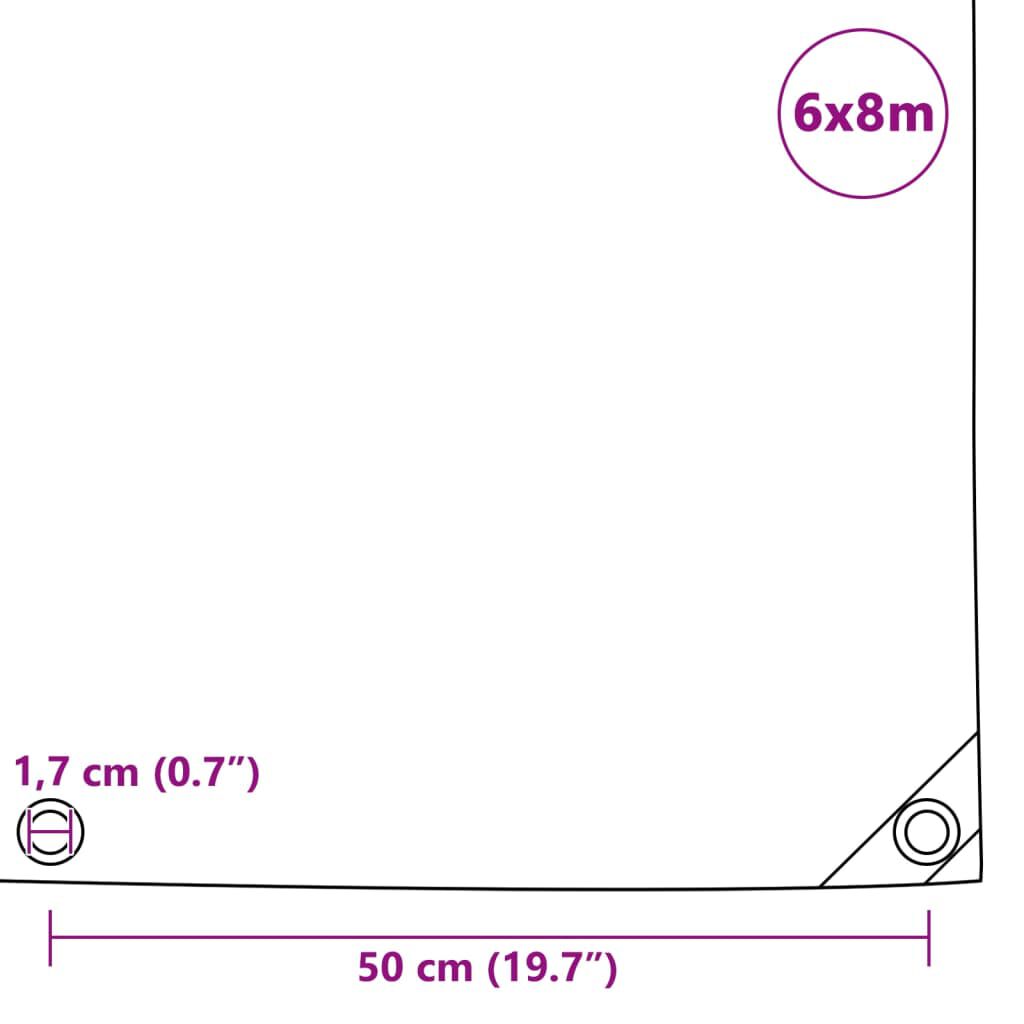 vidaXL Μουσαμάς Γκρι 6 x 8 μ. 650 γρ./μ.²
