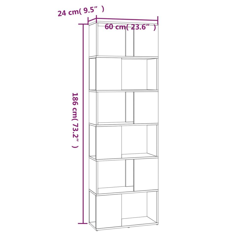 vidaXL Βιβλιοθήκη/Διαχωριστικό Χώρου Γκρι Sonoma 60 x 24 x 186 εκ.