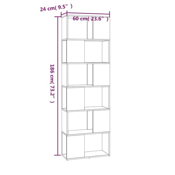 vidaXL Βιβλιοθήκη/Διαχωριστικό Χώρου Γκρι Sonoma 60 x 24 x 186 εκ.