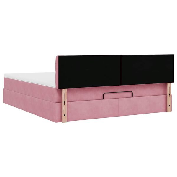 vidaXL Οθωμανικό κρεβάτι με στρώμα ροζ 180x200cm Velvet