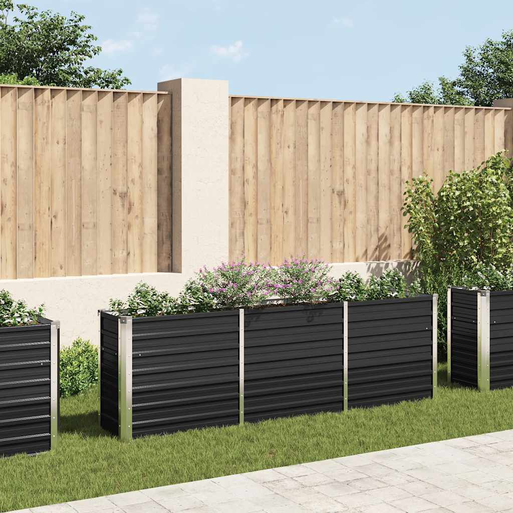 vidaXL Ζαρντινιέρα Υπερυψωμένη Ανθρακί 240x40x77 εκ. Γαλβαν. Χάλυβας