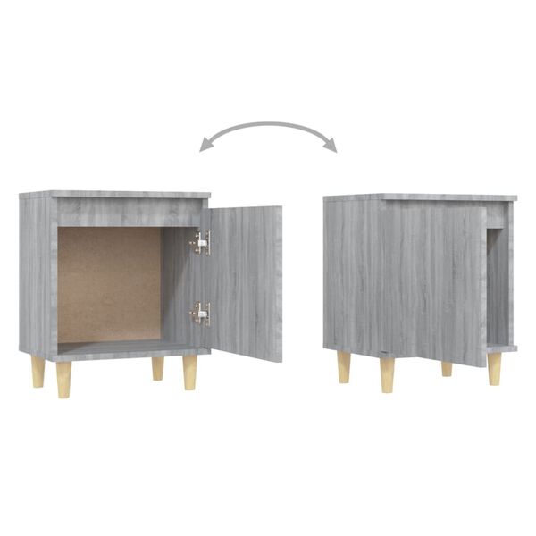 vidaXL Κομοδίνο Γκρι Sonoma 40 x 30 x 50 εκ. με Μασίφ Ξύλινα Πόδια