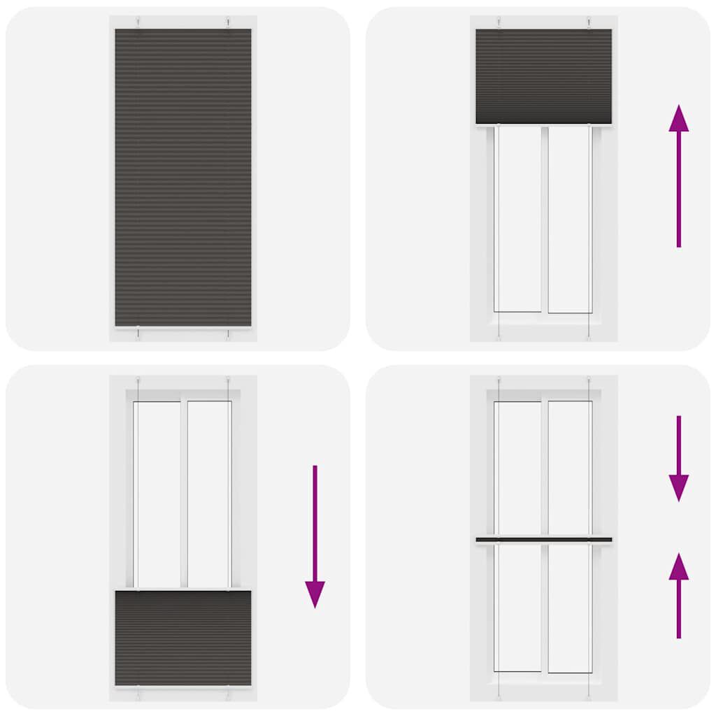 vidaXL Πλισέ περσίδα Μαύρο 95x200 cm Πλάτος υφάσματος 94,4 cm