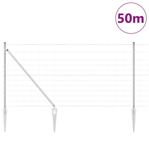 vidaXL Περίφραξη αγρού Ασημί 50 x 1.2 m Γαλβανισμένος χάλυβας