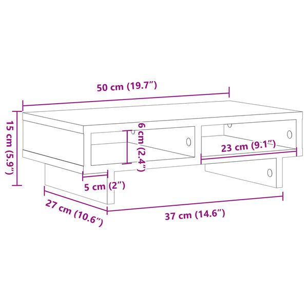 vidaXL Βάση Οθόνης Καφέ Δρυς 50x27x15 εκ. από Επεξεργασμένο Ξύλο