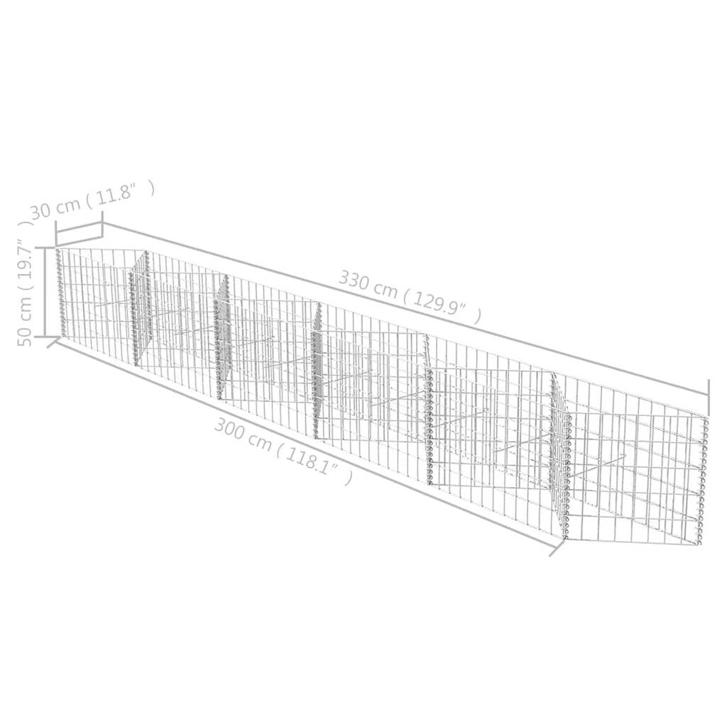 vidaXL Συρματοκιβώτιο 300 x 30 x 50 εκ. από Γαλβανισμένο Χάλυβα