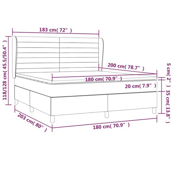 vidaXL Κρεβάτι Boxspring με Στρώμα Ροζ 180x200 εκ. Βελούδινο