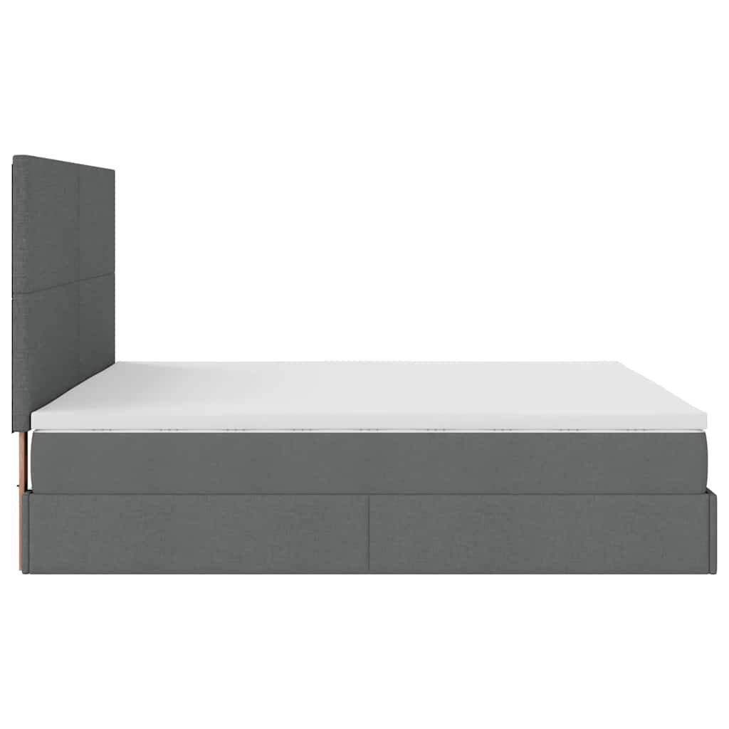 vidaXL Οθωμανικό κρεβάτι με στρώμα σκούρο γκρι 160x200cm ύφασμα