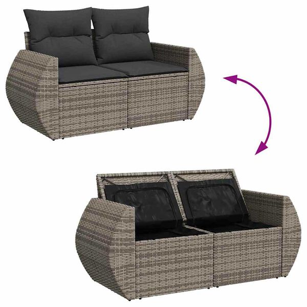 vidaXL Σετ Καναπέ Κήπου με μαξιλάρι 9 pcs Γκρι 80 x 80 x 71 cm