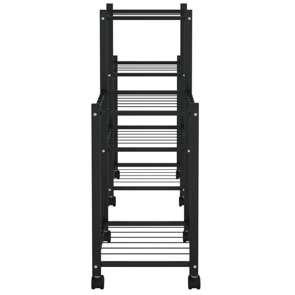 vidaXL Βάση Λουλουδιών με Ρόδες 83x25x63,5 εκ. Μαύρη Σιδερένια