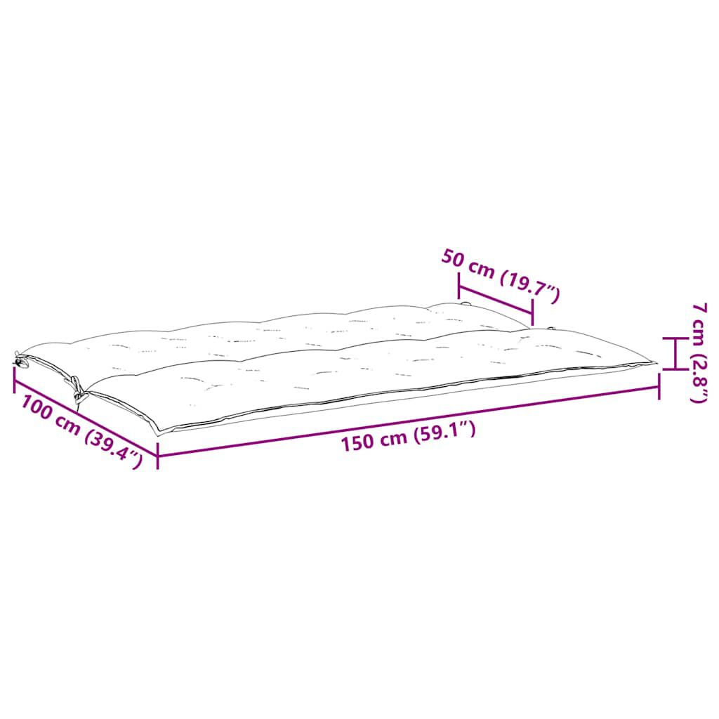 vidaXL Μαξιλάρι Πάγκου Κήπου Ανθρακί 150x(50+50)x7 εκ. Ύφασμα Oxford