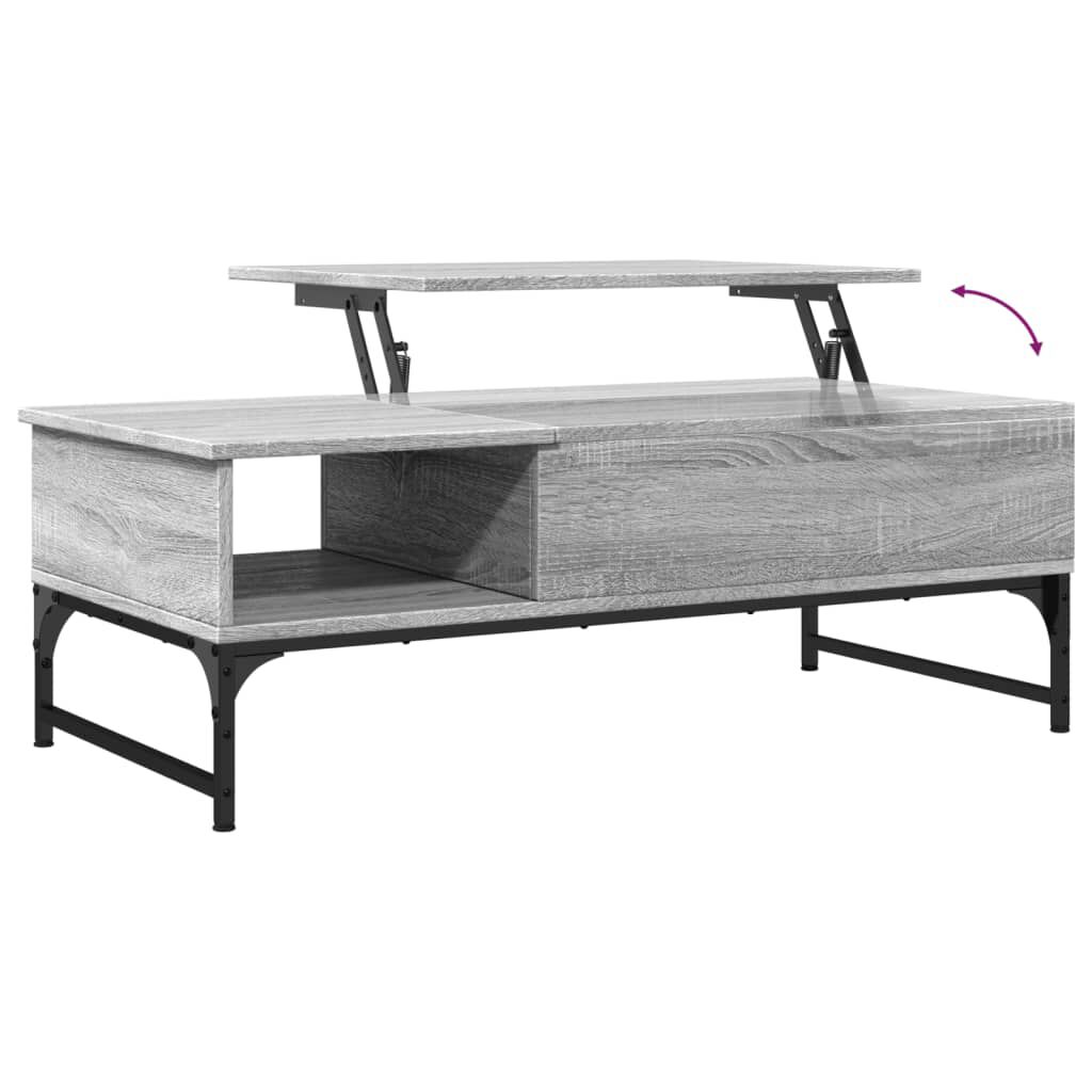 vidaXL Τραπεζάκι Σαλονιού Γκρι Sonoma 100x50x35 εκ. Επεξ. Ξύλο/Μέταλλο
