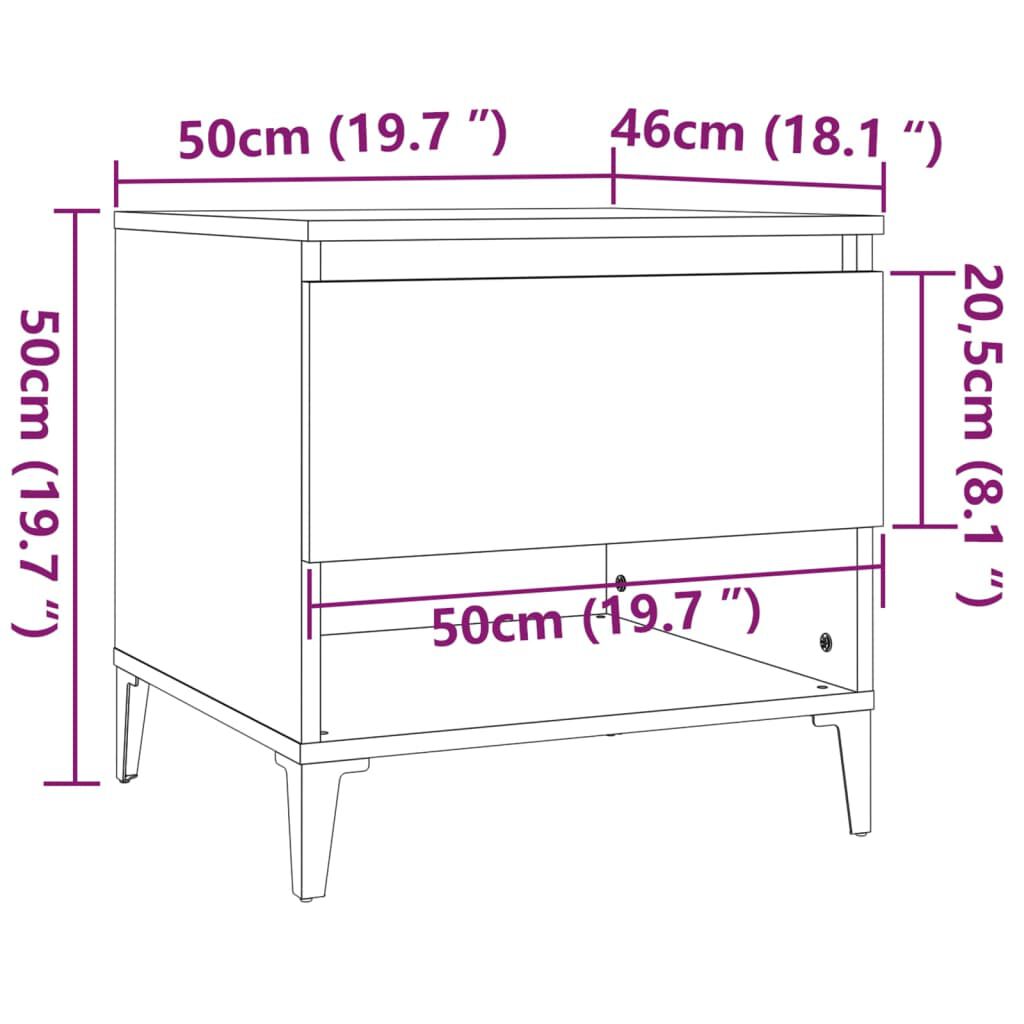 vidaXL Βοηθητικό Τραπέζι Γκρι Σκυροδ. 50x46x35 εκ. Επεξεργασμένο Ξύλο