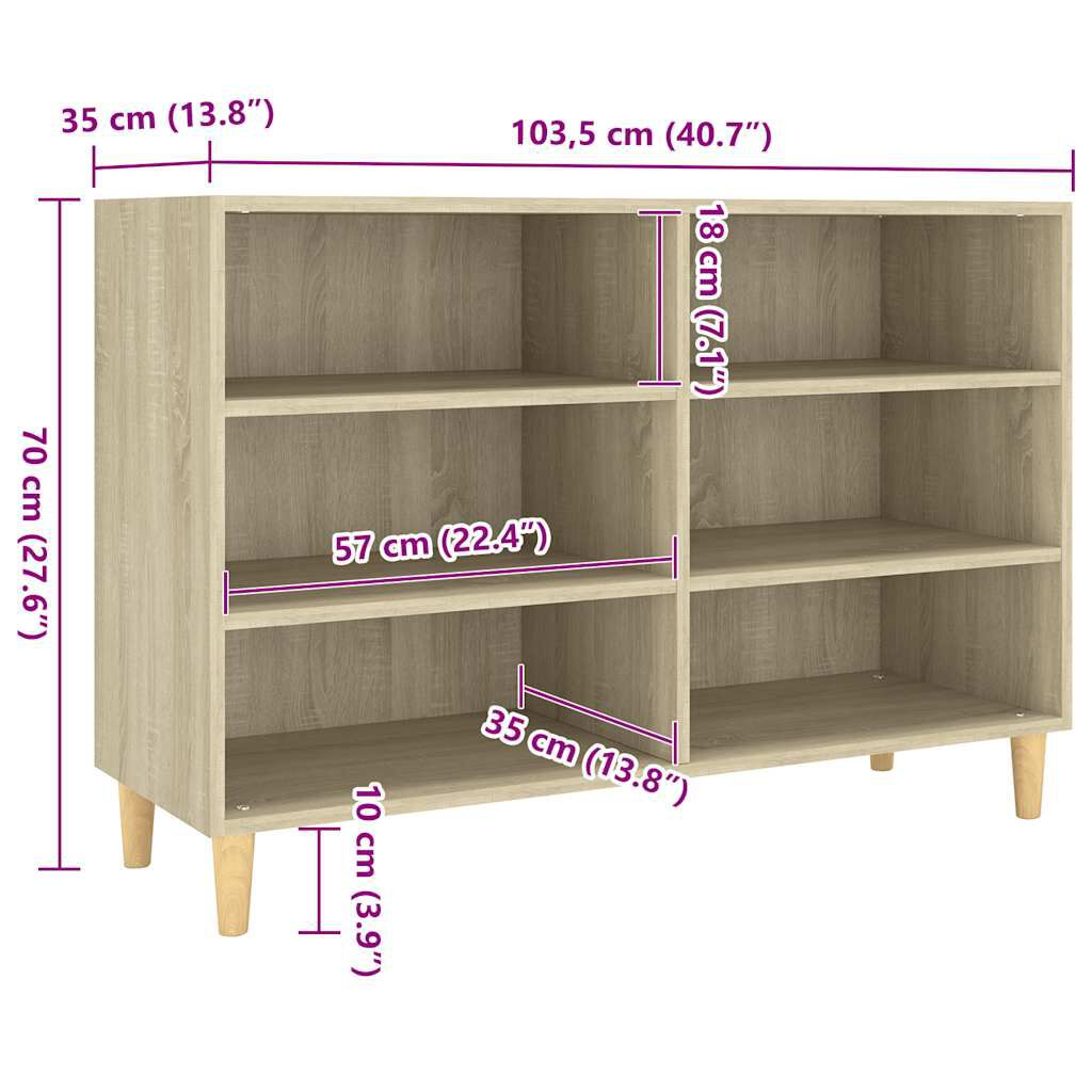 vidaXL Ραφιέρα Sonoma Δρυς 103,5 x 35 x 70 εκ. από Επεξεργ. Ξύλο