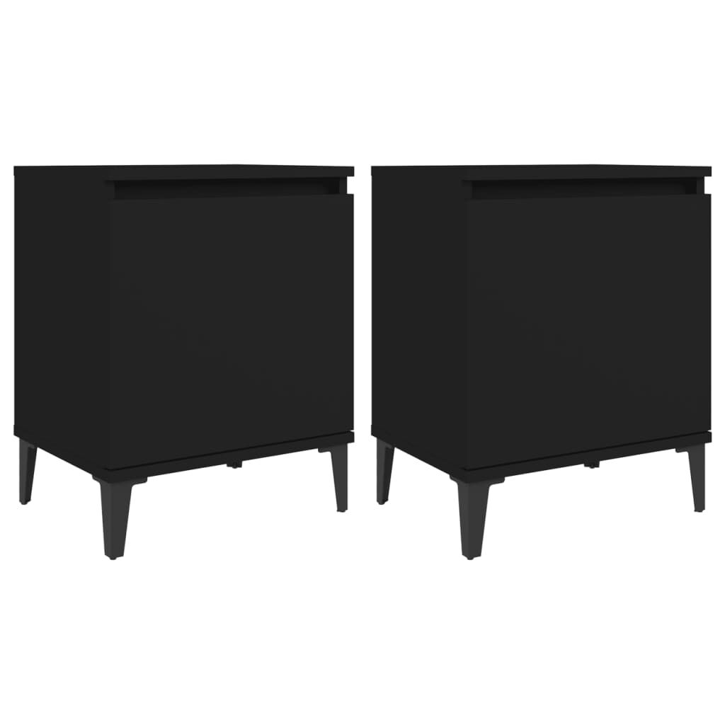vidaXL Κομοδίνα Μαύρα 40 x 30 x 50 εκ. με Μεταλλικά Πόδια