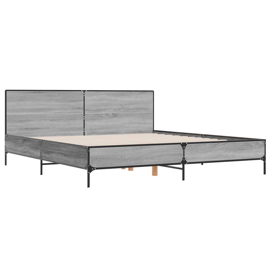 vidaXL Πλαίσιο Κρεβατιού Γκρι Sonoma 180x200 εκ. Επεξ. Ξύλο & Μέταλλο