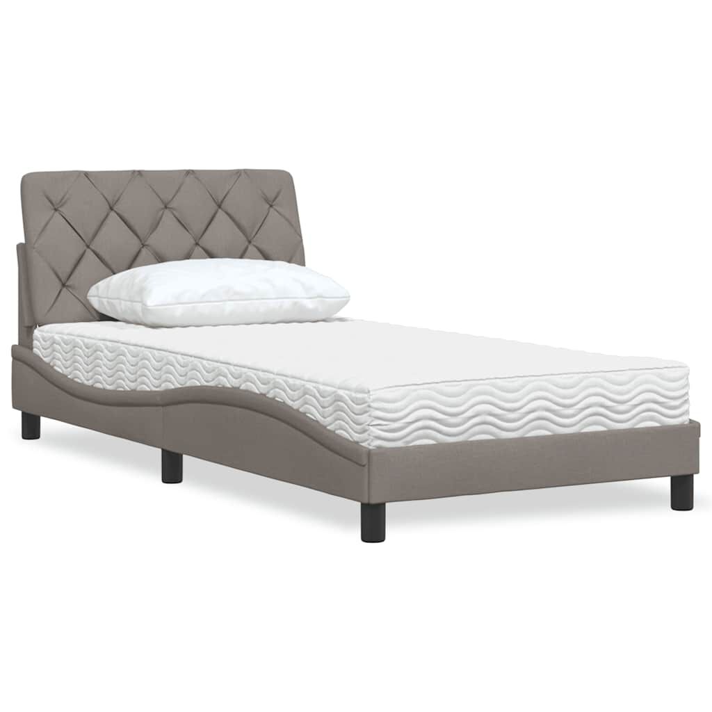 vidaXL Κρεβάτι με Στρώμα Taupe 100 x 200 εκ. Υφασμάτινο