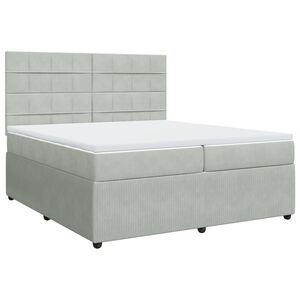 vidaXL Κρεβάτι Boxspring με Στρώμα Ανοιχτό Γκρι 200x200 εκ. Βελούδινο