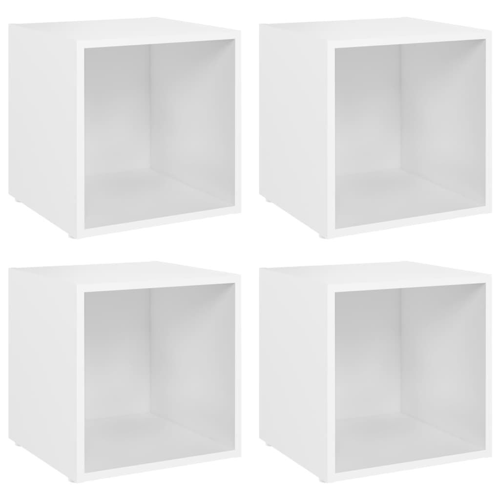 vidaXL Έπιπλα Τηλεόρασης 4 τεμ. Λευκά 37 x 35 x 37 εκ. από Επεξ. Ξύλο