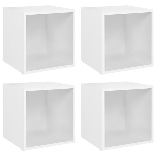 vidaXL Έπιπλα Τηλεόρασης 4 τεμ. Λευκά 37 x 35 x 37 εκ. από Επεξ. Ξύλο
