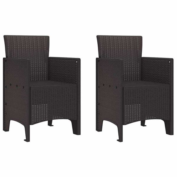 vidaXL Καρέκλα Κήπου 2 pcs Καφέ 53 x 49 x 85 εκ. PP