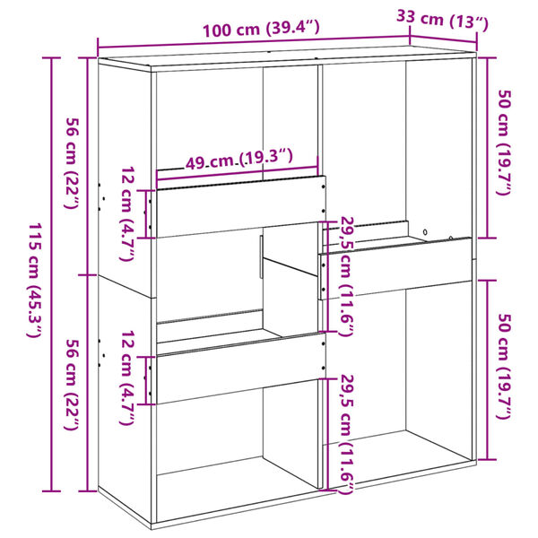 vidaXL Βιβλιοθήκη/Διαχωριστικό Χώρου Sonoma Δρυς 100x33x115 εκ.