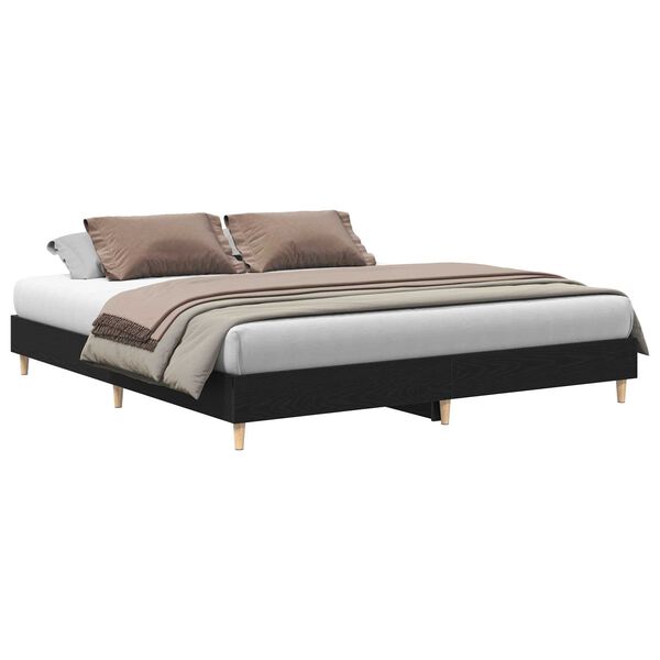 vidaXL Κρεβάτι Μαύρη Δρυς 180x200 εκ. Σύνθετο Ξύλο