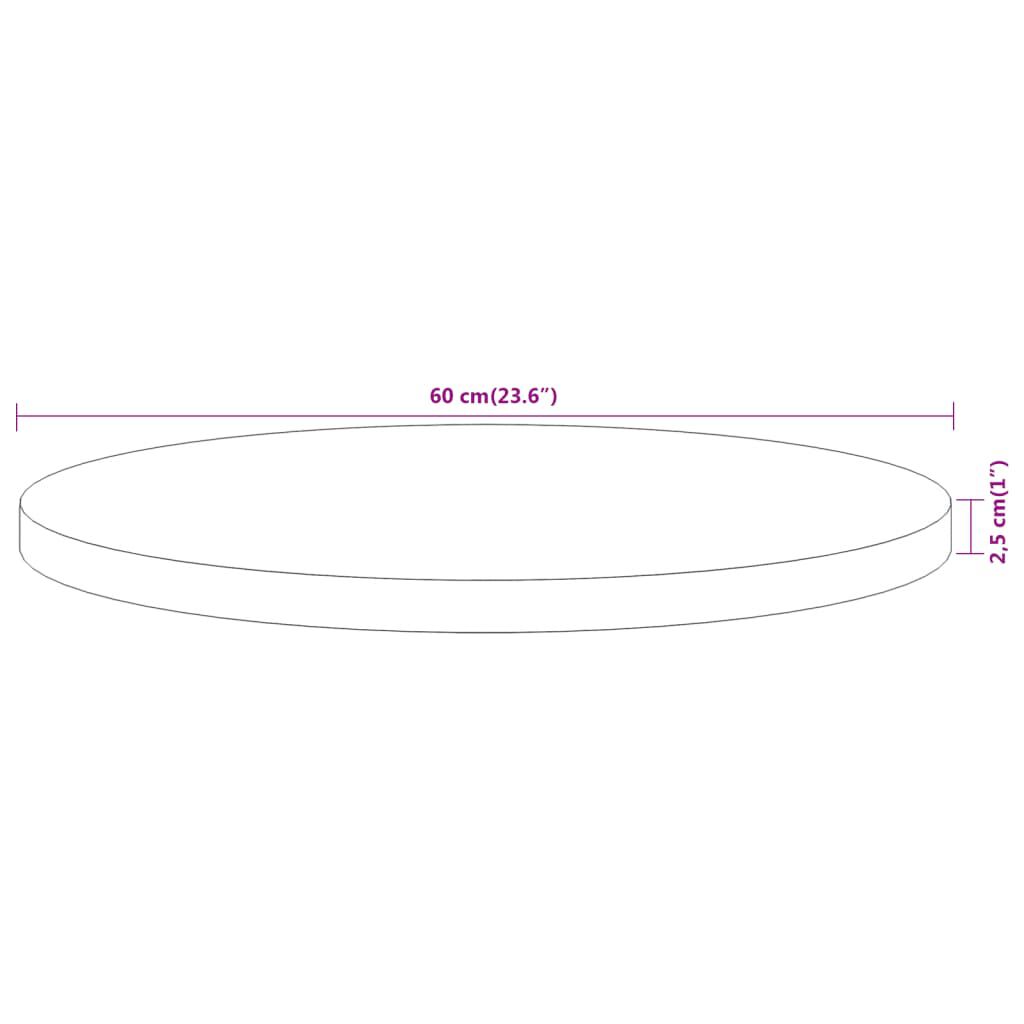 vidaXL Επιφάνεια Τραπεζιού Στρογγυλή Ø60x2,5 εκ. Μασίφ Ξύλο Ακακίας