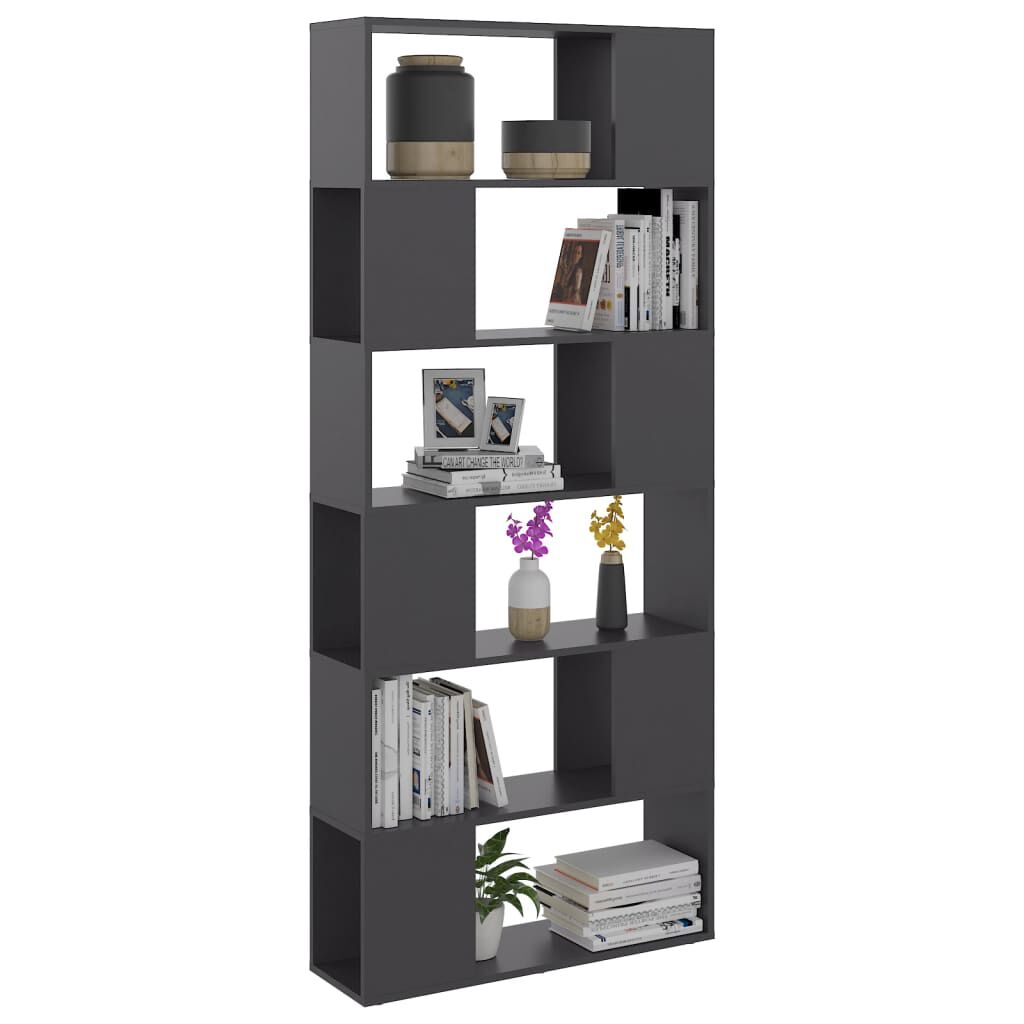 vidaXL Βιβλιοθήκη/Διαχωριστικό Χώρου Γκρι 80x24x186 εκ. Μοριοσανίδα