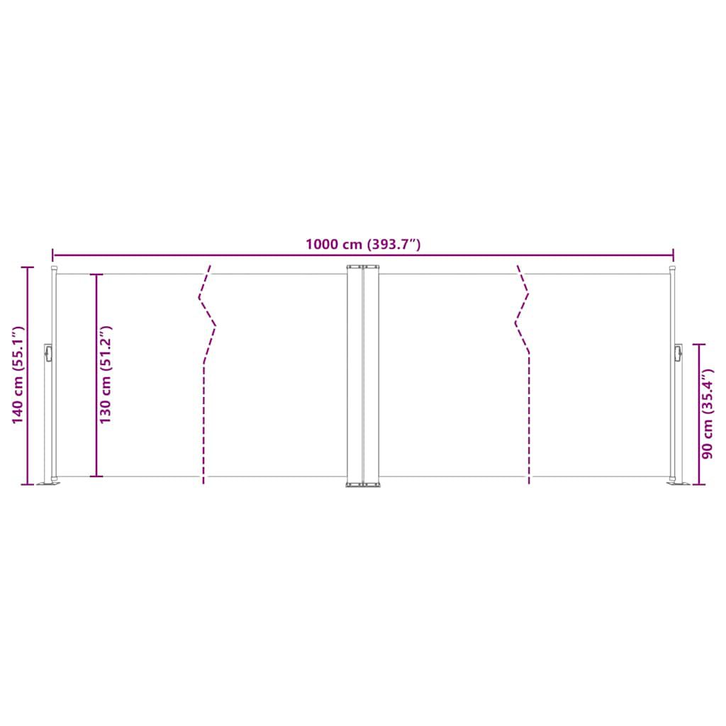 vidaXL Σκίαστρο Πλαϊνό Συρόμενο Ανθρακί 140 x 1000 εκ.