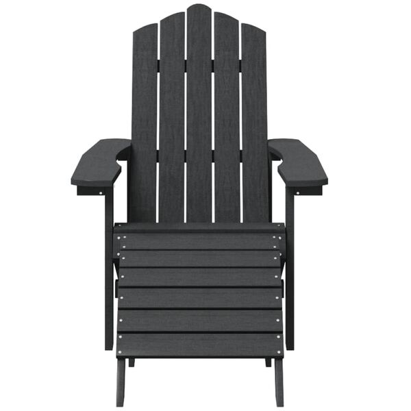 vidaXL Καρέκλες Κήπου Adirondack με Υποπόδιο&Τραπεζάκι Ανθρακί HDPE